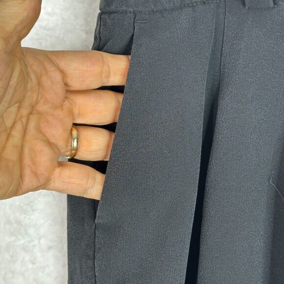 Eileen Fisher Silk Pants‎ Sz S Black Cropped Ankle Button Trousers Quiet Luxury - Picture 3 of 11